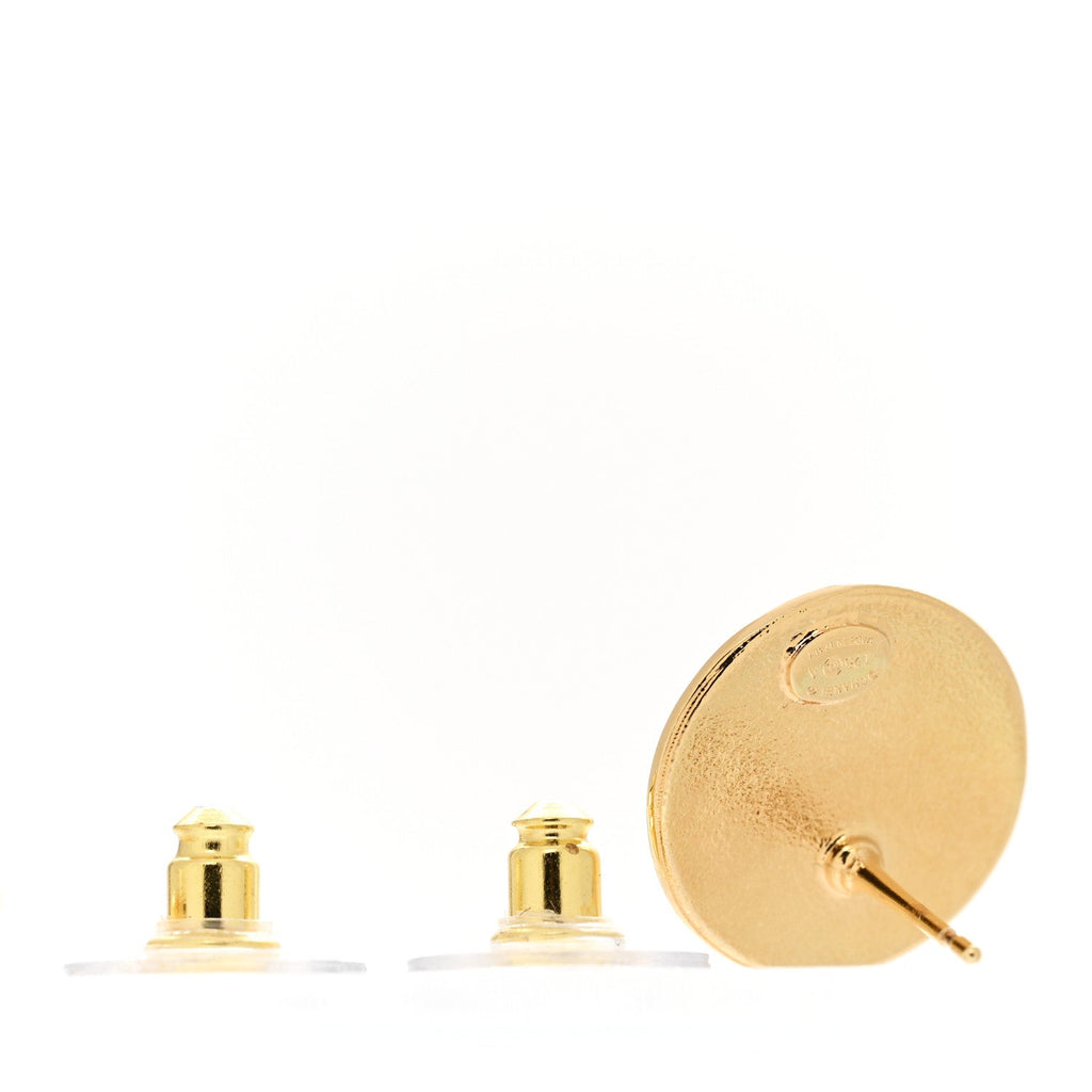 Metal Round CC Earrings Gold