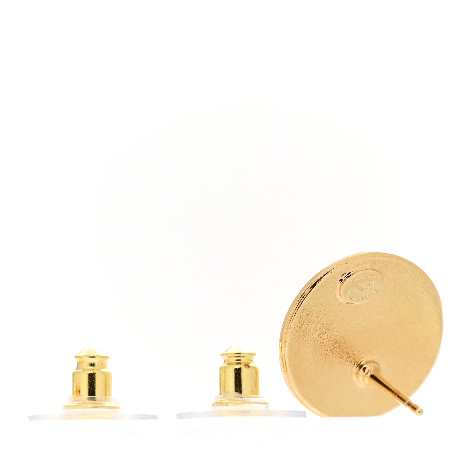 Metal Round CC Earrings Gold
