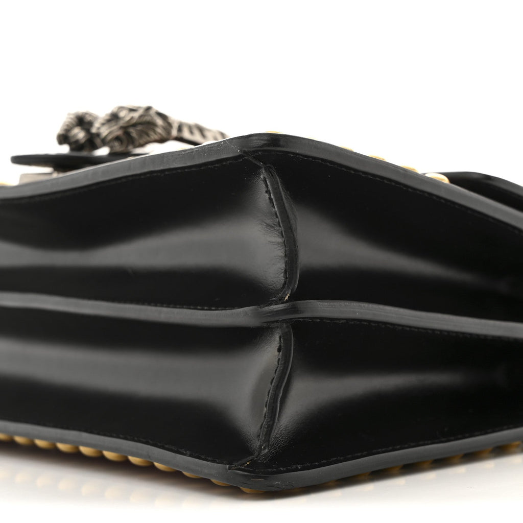 Calfskin Floral Embroidered Studded Small Dionysus Shoulder Bag Black