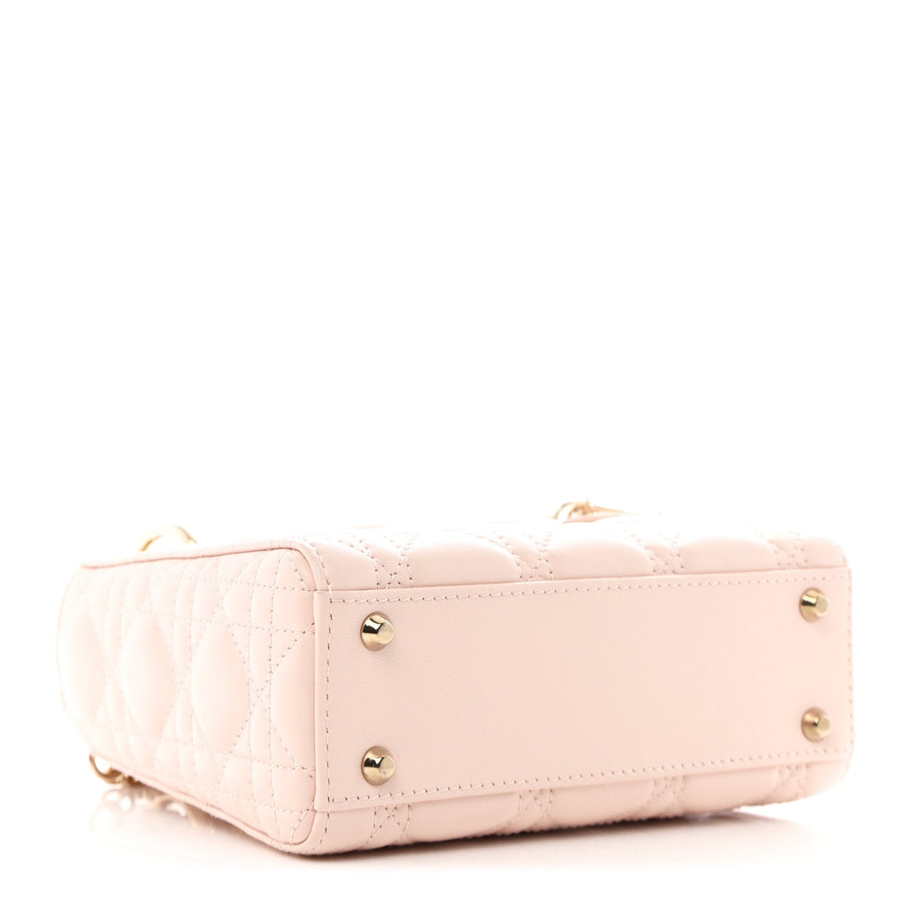 Lambskin Cannage Crystal Mini Lady Dior Powder Pink