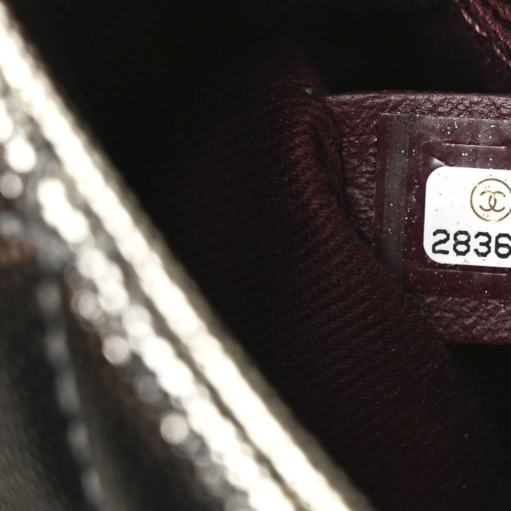 Metallic Caviar Quilted Mini Coco Handle Flap Silver