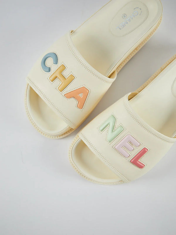 Chanel Lambskin Mule (Ivory & Multicolour)