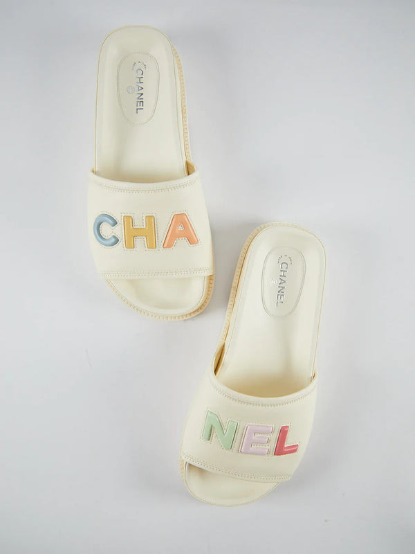 Chanel Lambskin Mule (Ivory & Multicolour)