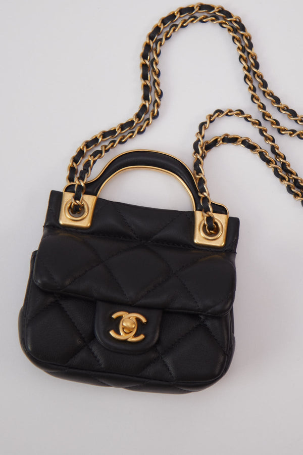 Chanel 21 Micro Flap Bag Coin Purse Lambskin GHW (Black)