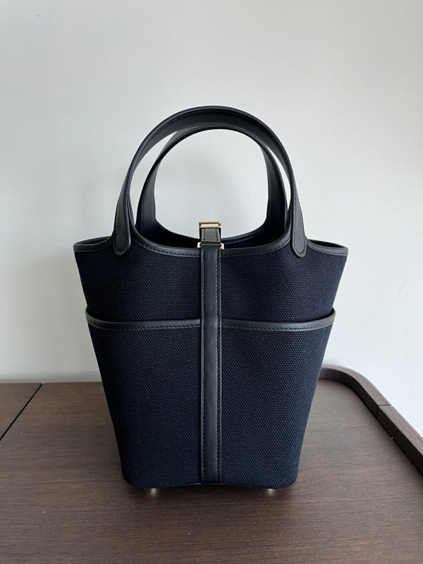 Hermès Picotin Cargo 18cm Black Canvas GHW