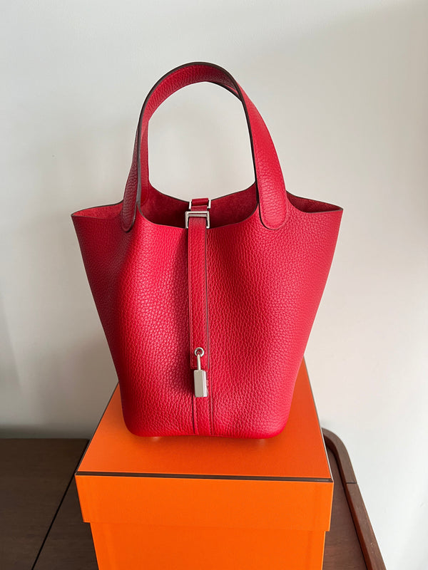 Hermès Picotin 18cm Rouge Casaque, PHW