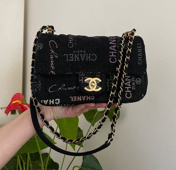 Chanel Printed Denim Flap Bag Small