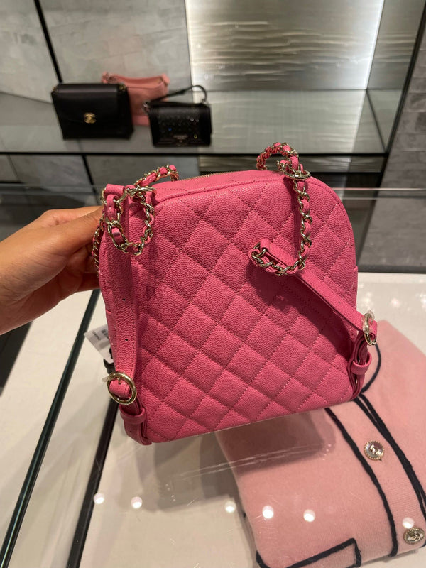Chanel CC Day Backpack Quilted Caviar Mini (Pink)