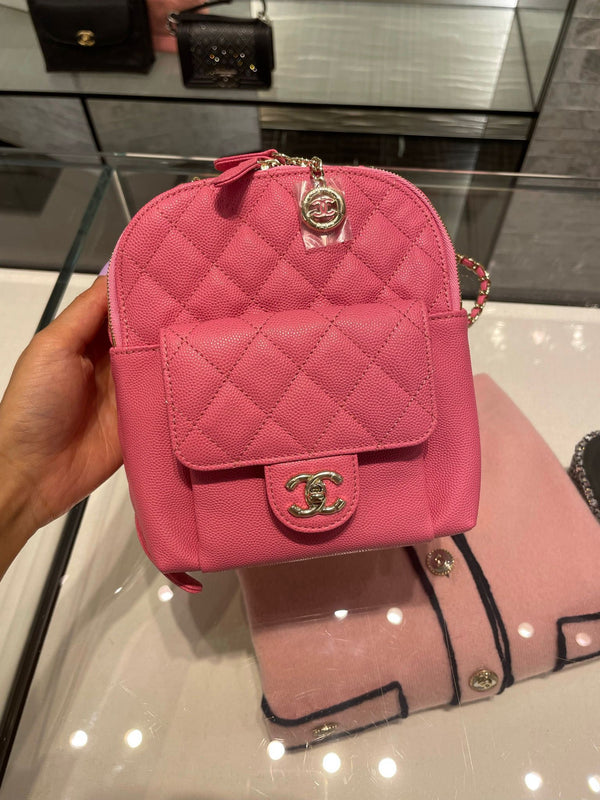 Chanel CC Day Backpack Quilted Caviar Mini (Pink)