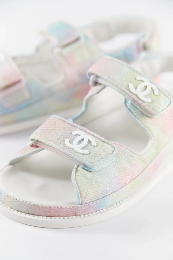 Chanel Fabric CC 'Dad' Sandals Rainbow