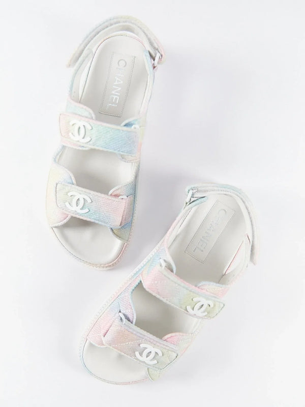 Chanel Fabric CC 'Dad' Sandals Rainbow