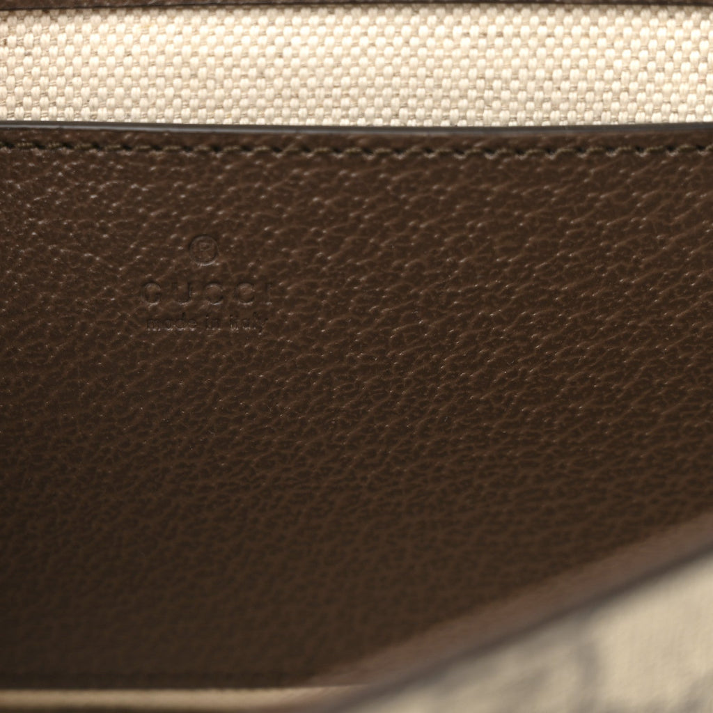 GG Supreme Monogram Textured Dollar Calfskin Web Mini Ophidia Envelope Shoulder Bag Beige Ebony