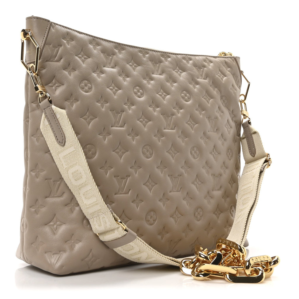 Lambskin Embossed Monogram Coussin Hobo MM Galet