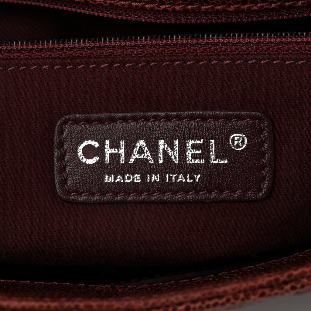 Crumpled Grained Calfskin Jumbo CC Crave Flap Burgundy