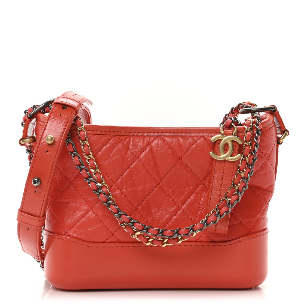 Aged Calfskin Quilted Small Gabrielle Hobo Coral