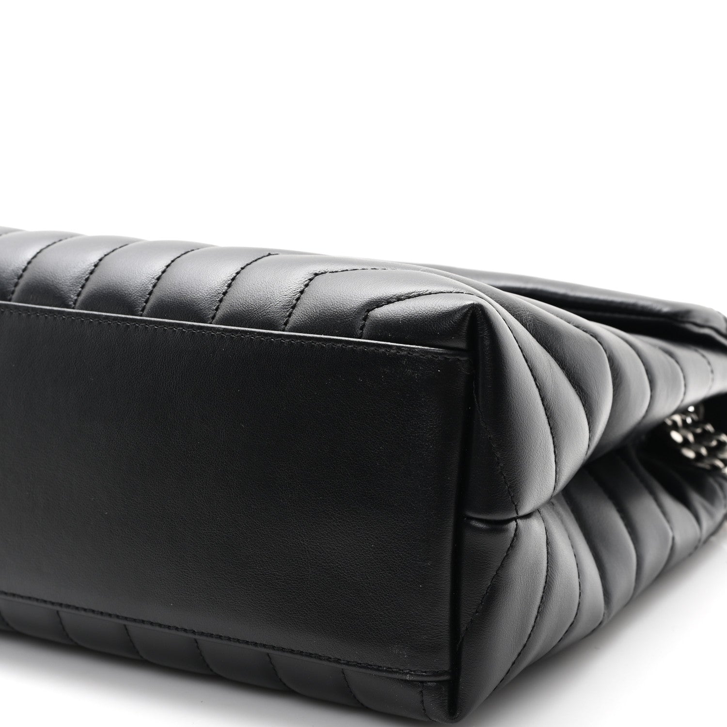 Calfskin Y Quilted Monogram Medium Loulou Chain Satchel Black