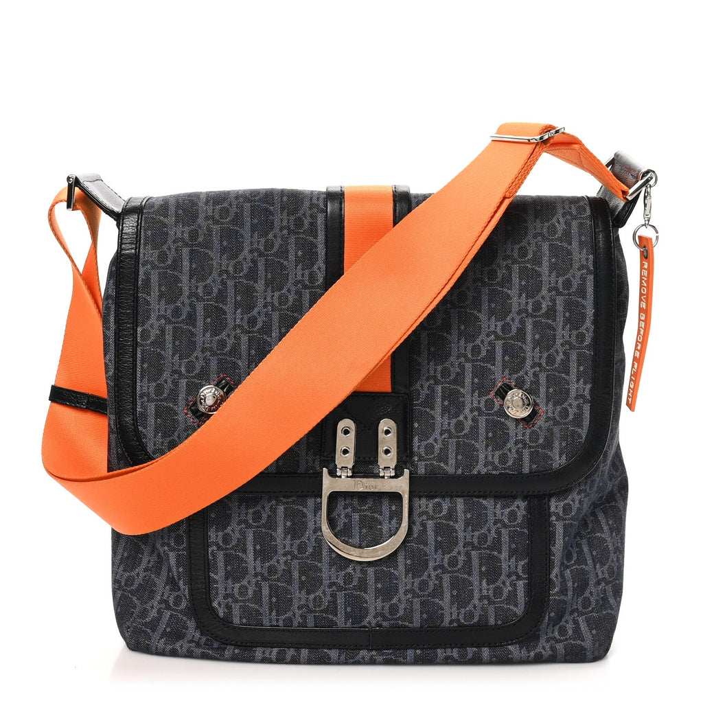 Denim Monogram Flight Messenger Bag Blue