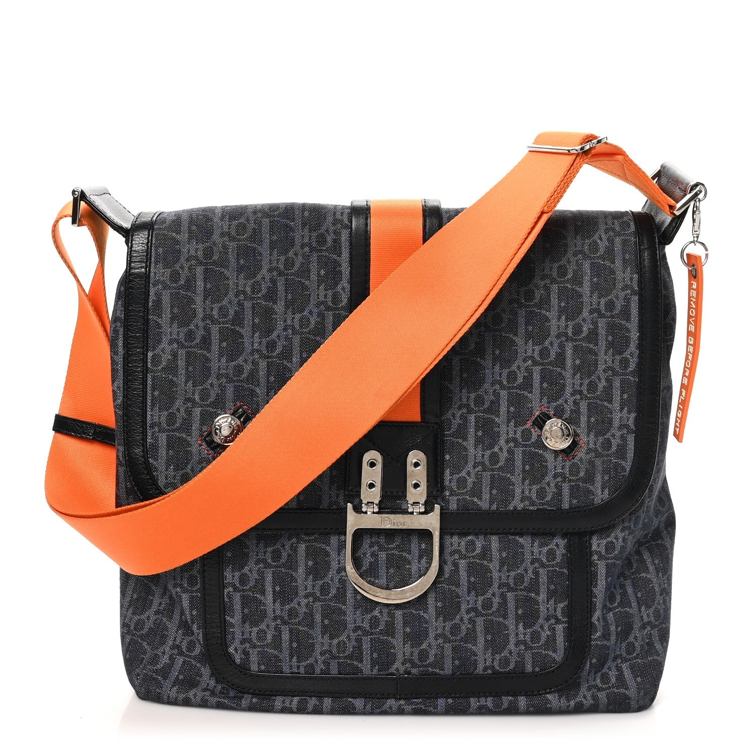 Denim Monogram Flight Messenger Bag Blue