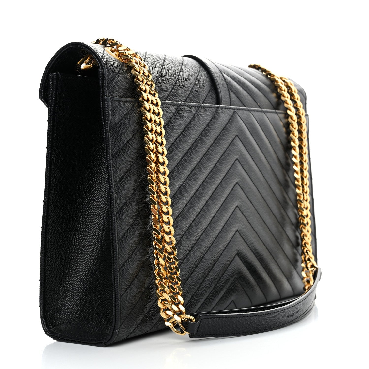 Grain De Poudre Matelasse Chevron Large Monogram Satchel Black