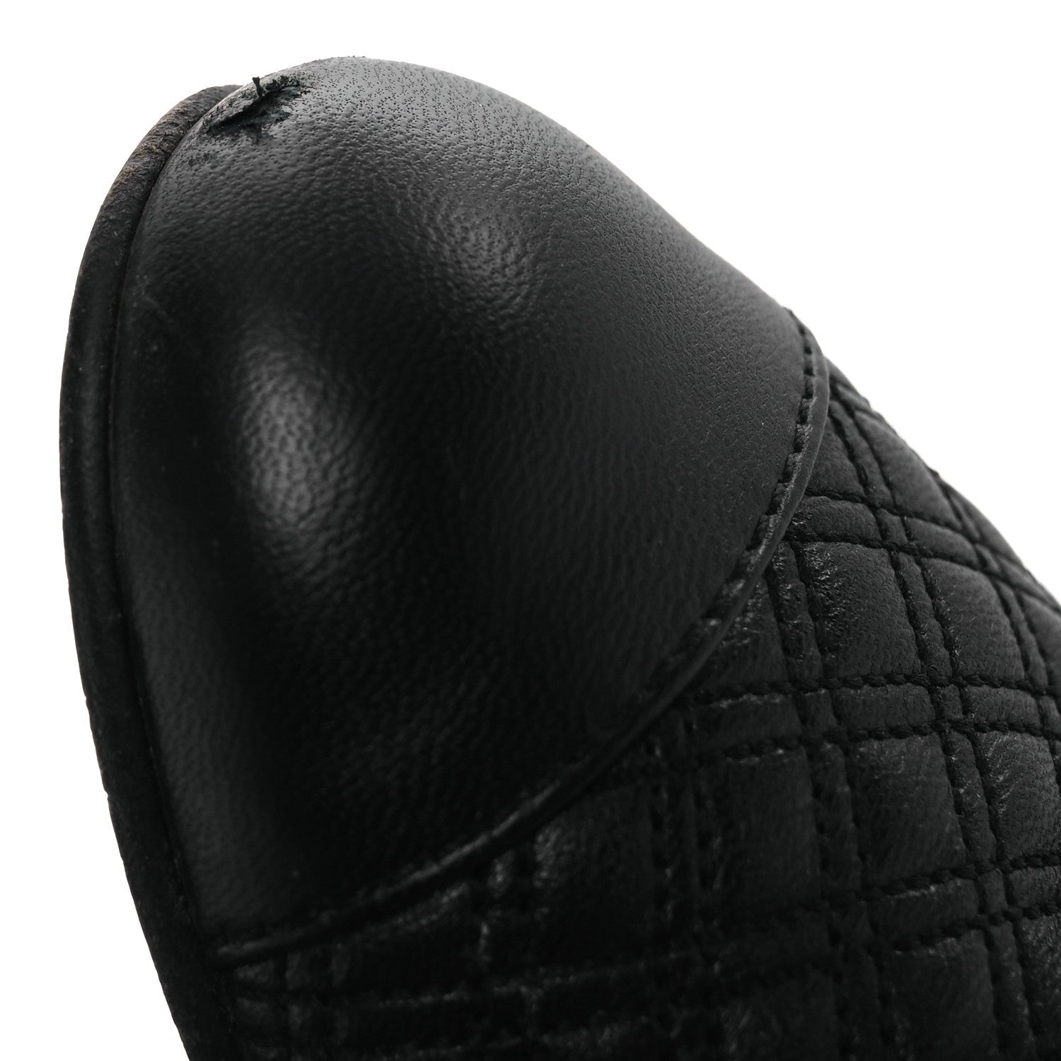 Lambskin Quilted Cap Toe Short Boots 36.5 Black