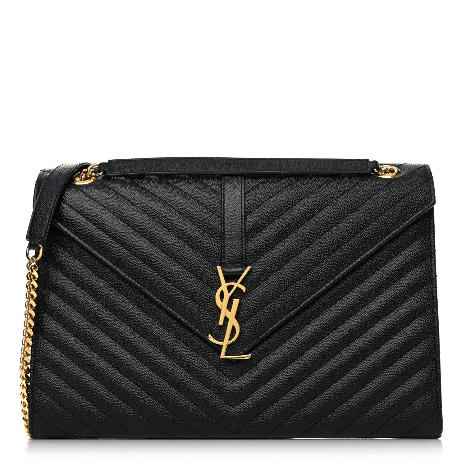 Grain De Poudre Matelasse Chevron Large Monogram Satchel Black