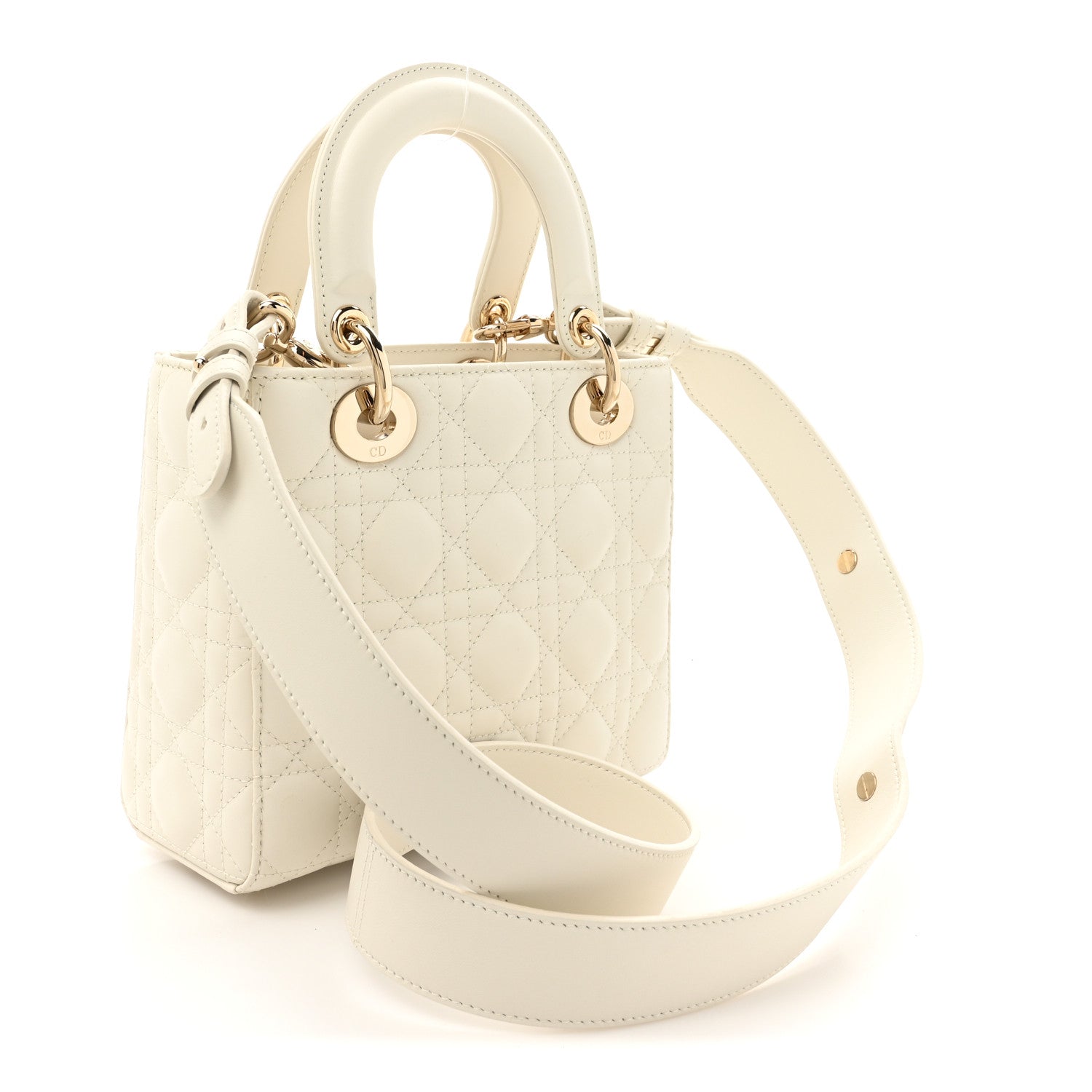 Lambskin Cannage Small Lady Dior White