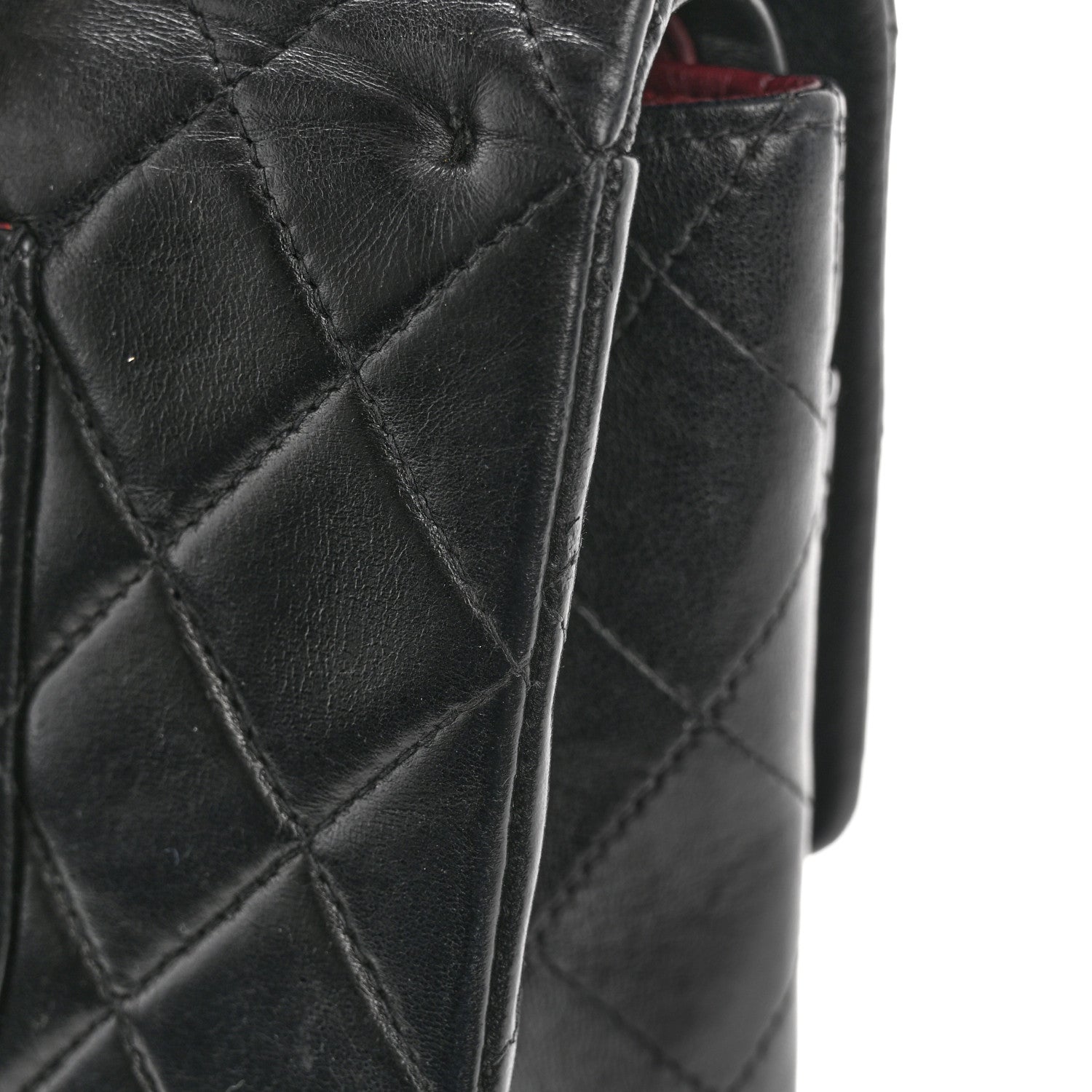 Lambskin Quilted Medium Double Flap Black