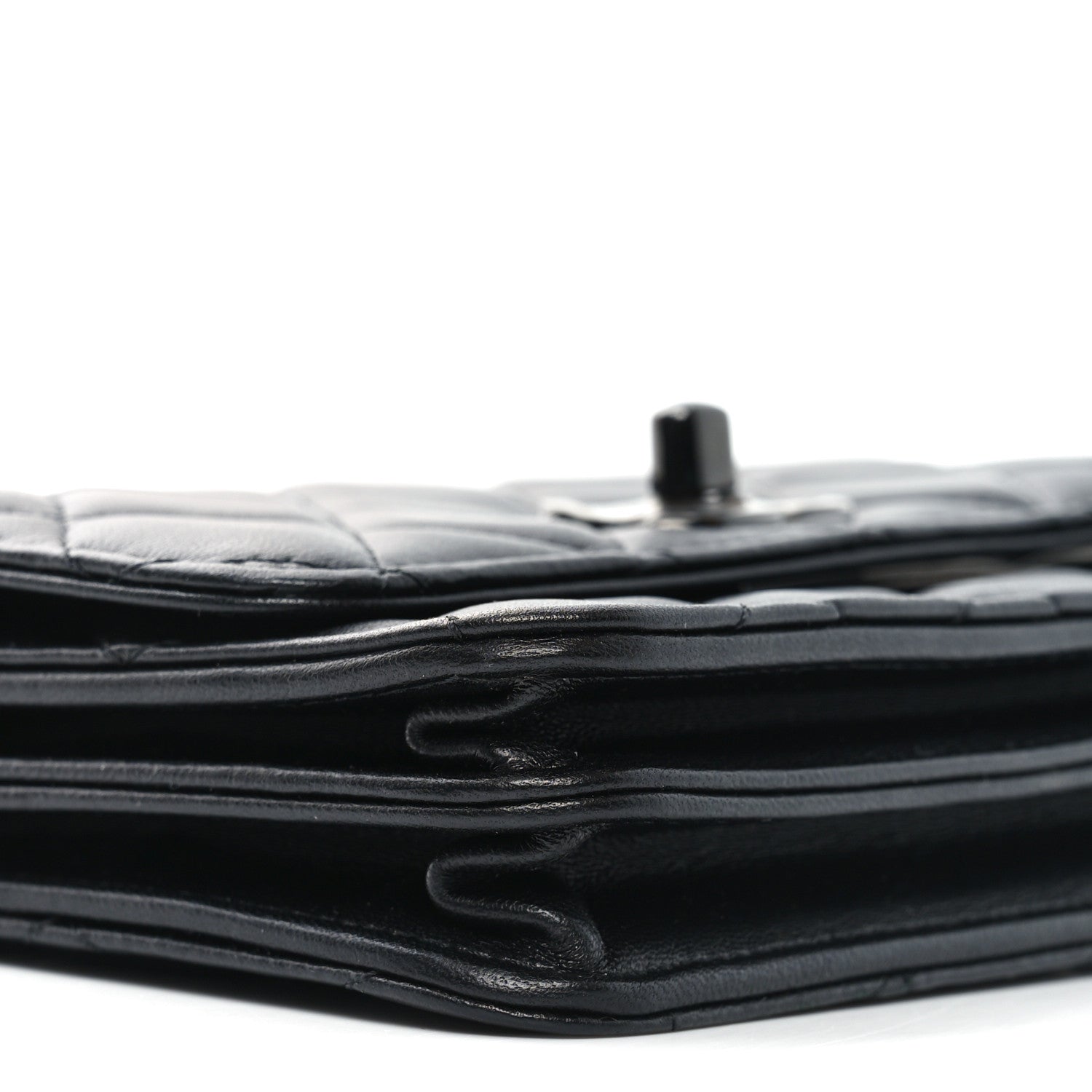 Lambskin Quilted Mini Trendy CC Wallet On Chain WOC So Black