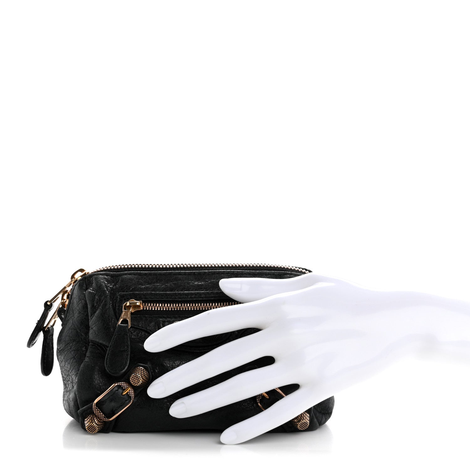 Agneau Giant 12 Rose Gold Hardware Pencil Case Black