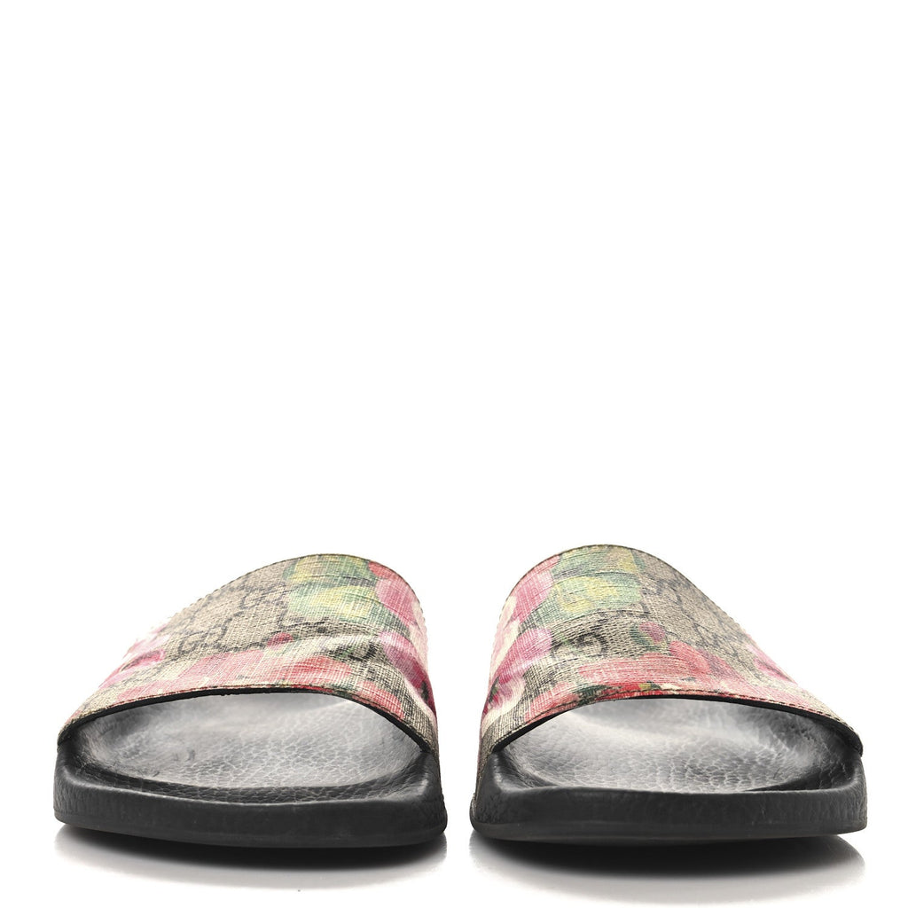 GG Supreme Monogram Blooms Slide Sandals 37 Beige Multicolor