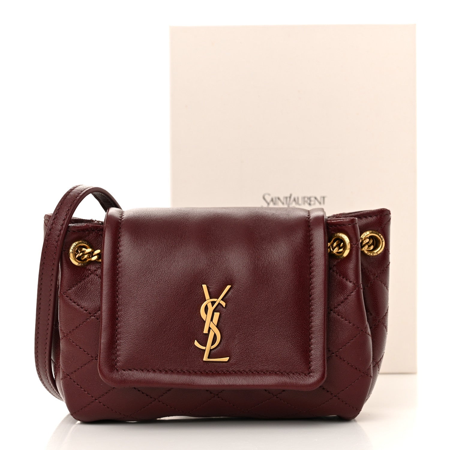 Lambskin Quilted Monogram Mini Nolita Hot Wine