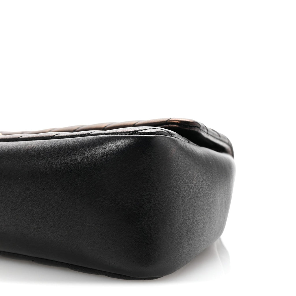 Iridescent Lambskin Surpique Chevron Medium Flap Black