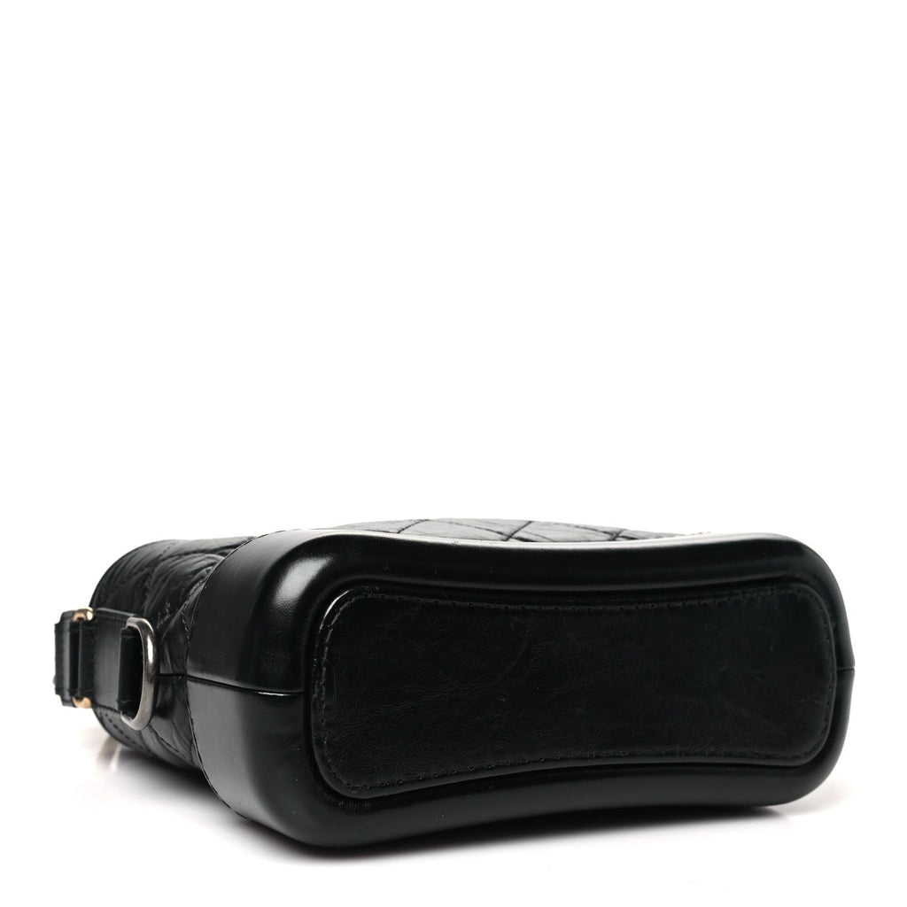 Aged Calfskin Quilted Small Gabrielle Logo Hobo Black