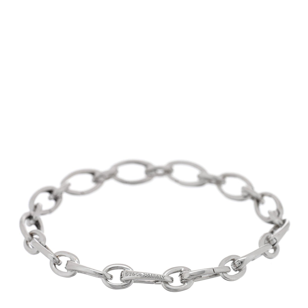 18K White Gold Clasping Oval Link Bracelet