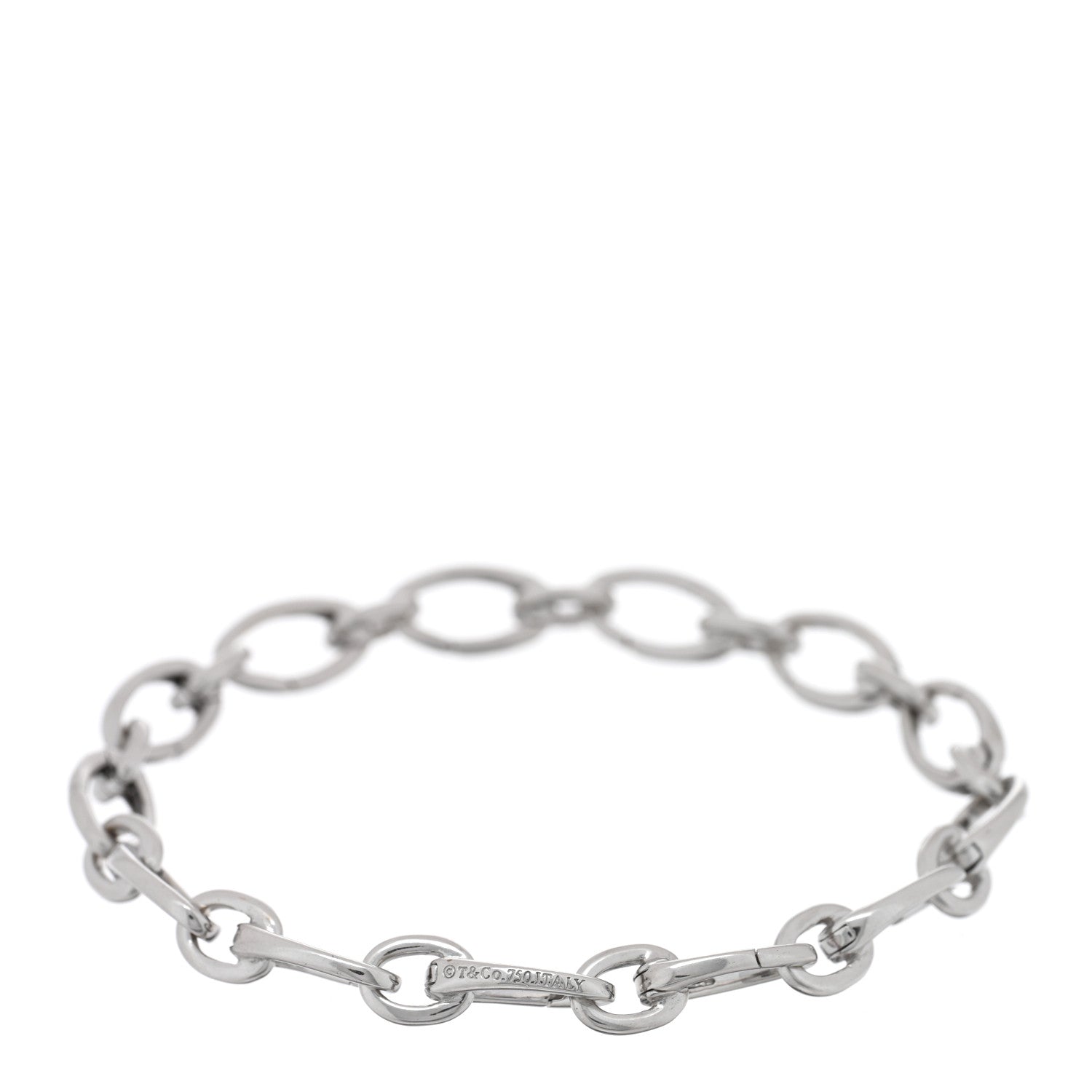 18K White Gold Clasping Oval Link Bracelet