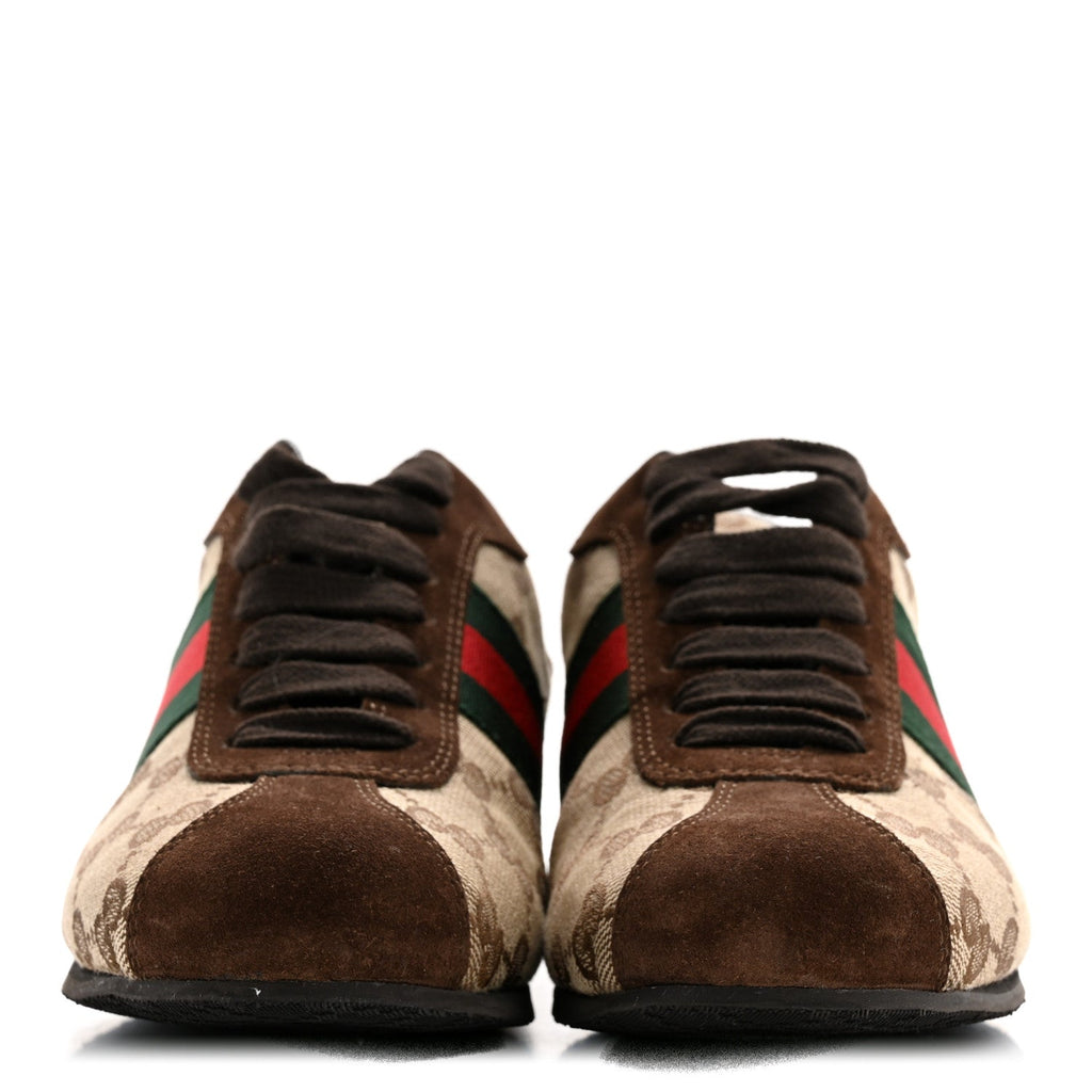 GG Monogram Suede Vintage Web Womens Sneakers 35.5 Dark Chestnut