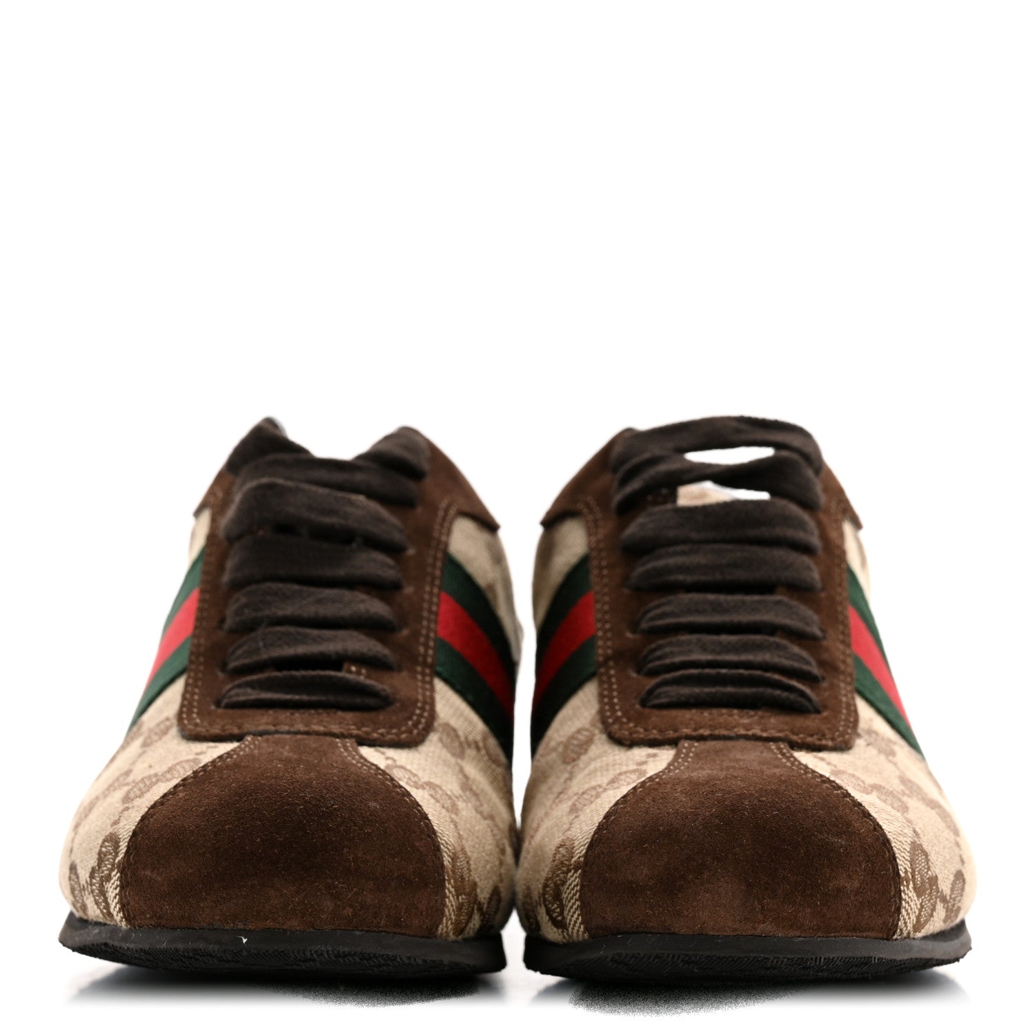 GG Monogram Suede Vintage Web Womens Sneakers 35.5 Dark Chestnut