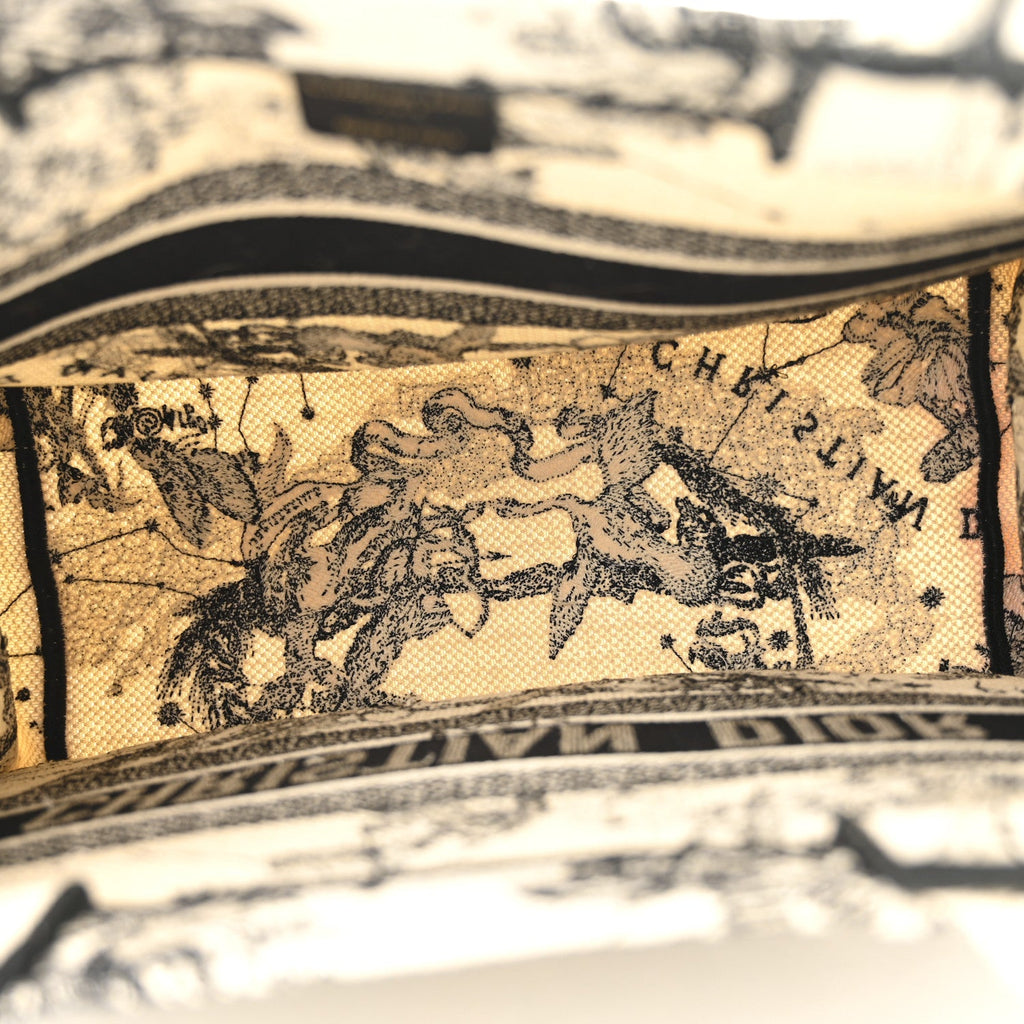 Canvas Zodiac Toile De Jouy Embroidered Medium Book Tote Latte