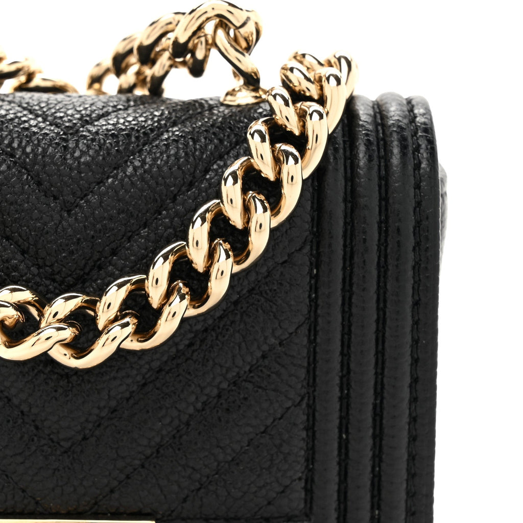 Caviar Chevron Quilted Boy Flap Waist Belt Bag Black