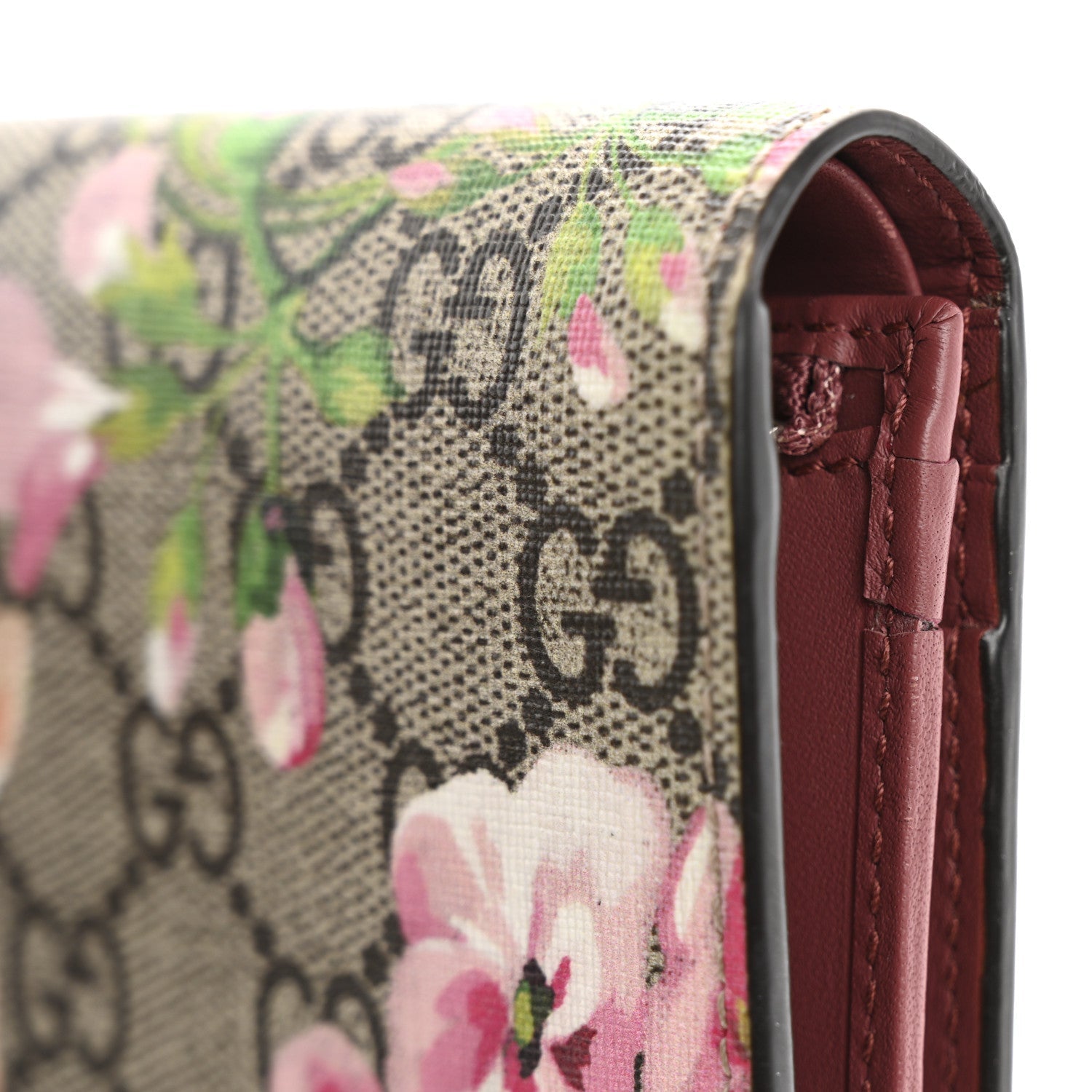 GG Supreme Monogram Blooms Card Case Wallet Beige Multicolor Dry Rose