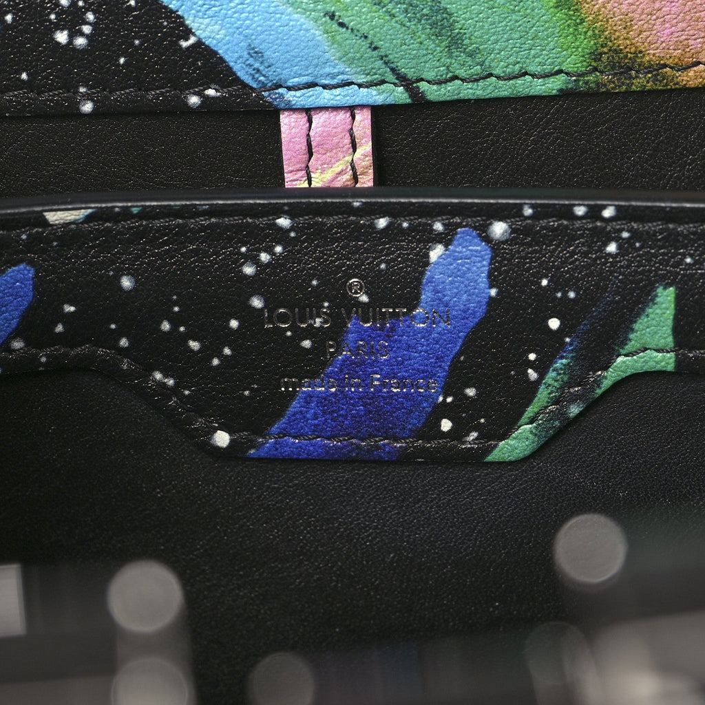 Calfskin Splash Print Capucines PM Black