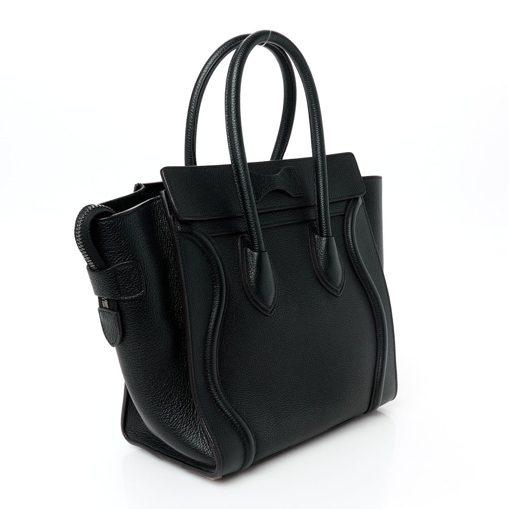 Drummed Calfskin Micro Luggage Black