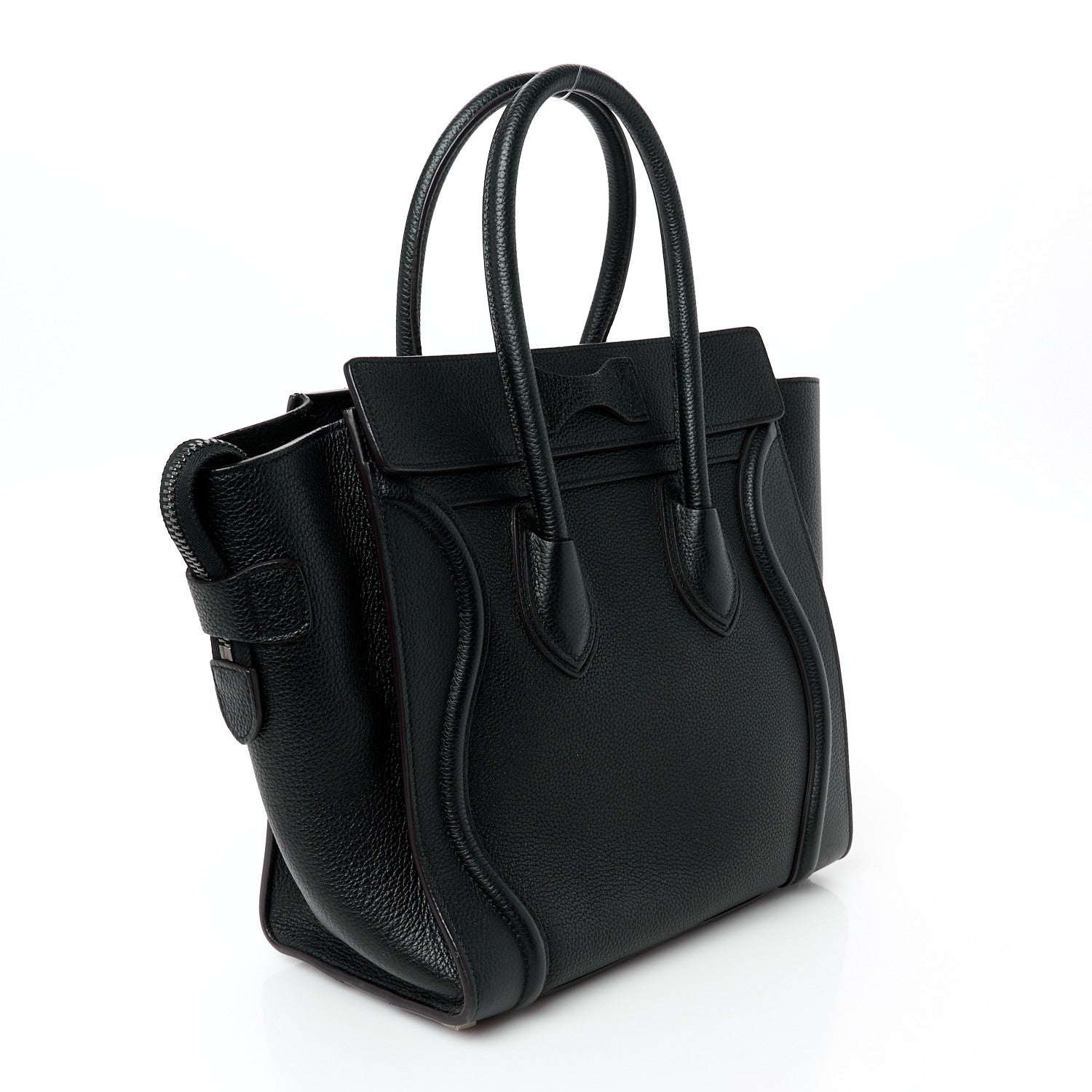 Drummed Calfskin Micro Luggage Black