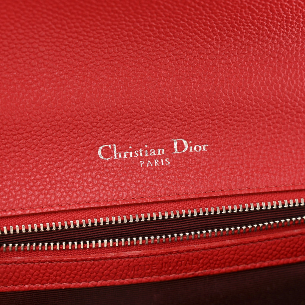 Grained Calfskin Small Diorama Flap Bag Red