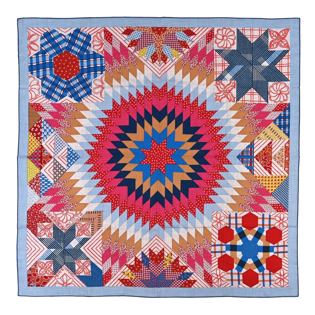 Cashmere Silk American Quilts Shawl 140 Multicolor