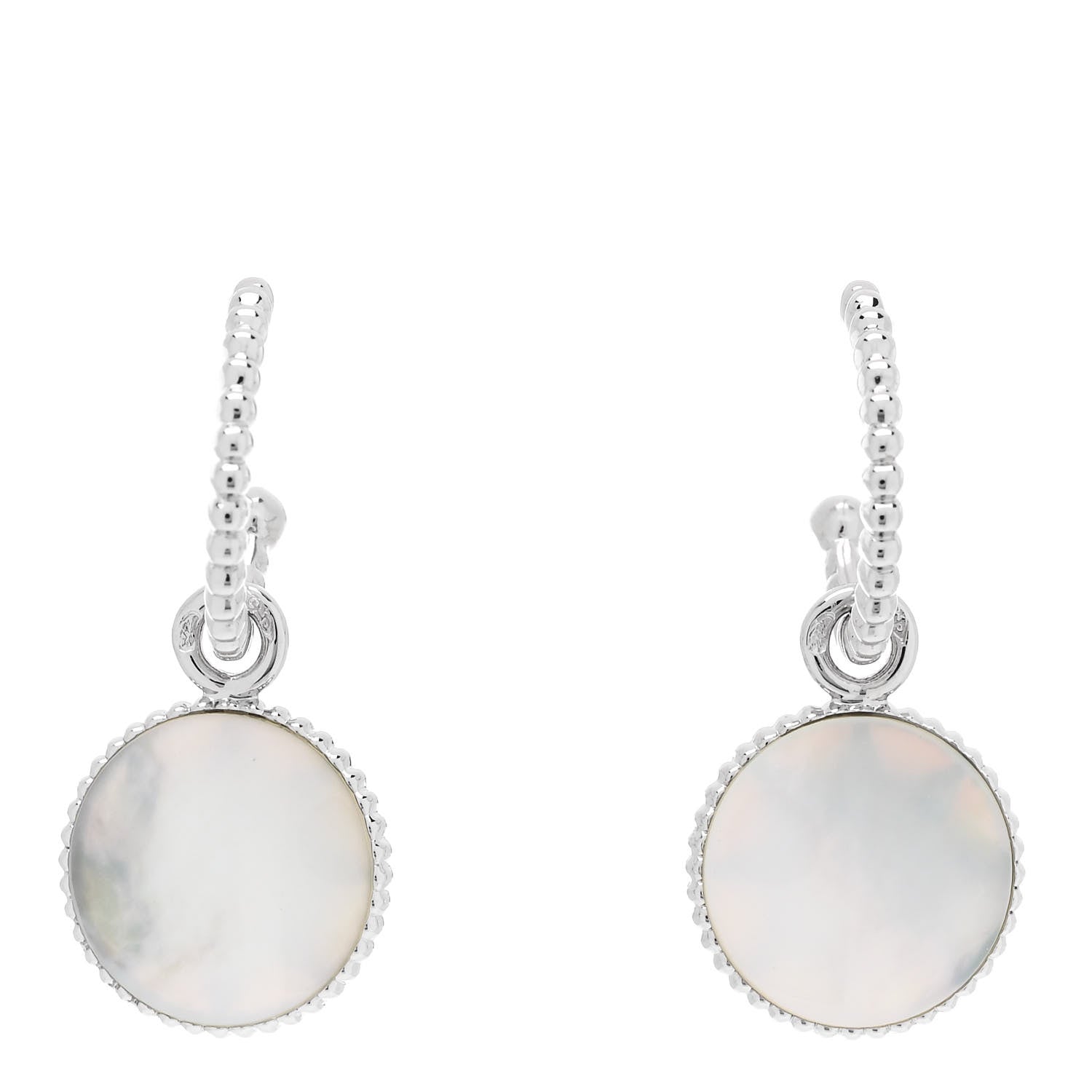 18K White Gold Diamond Mother of Pearl Rose Des Vents Drop Earrings