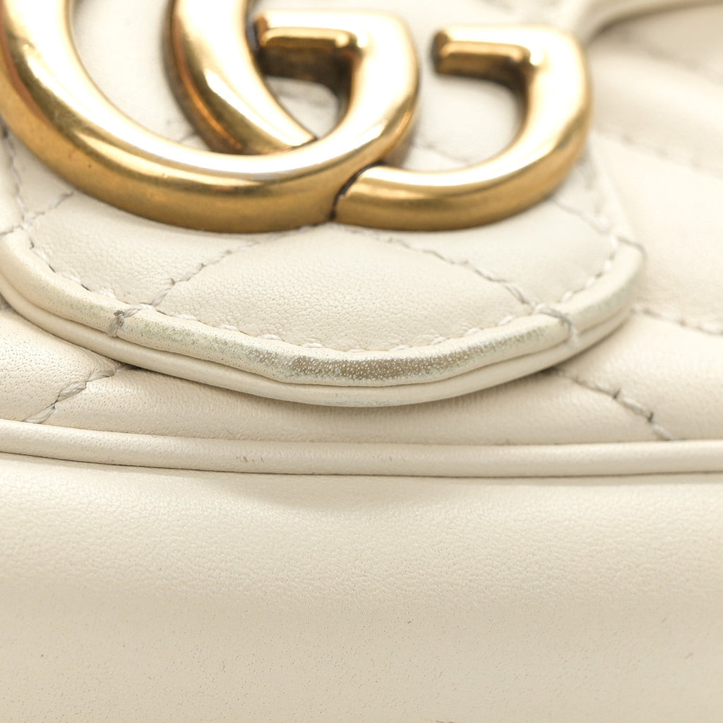 Calfskin Matelasse Super Mini GG Marmont Shoulder Bag White