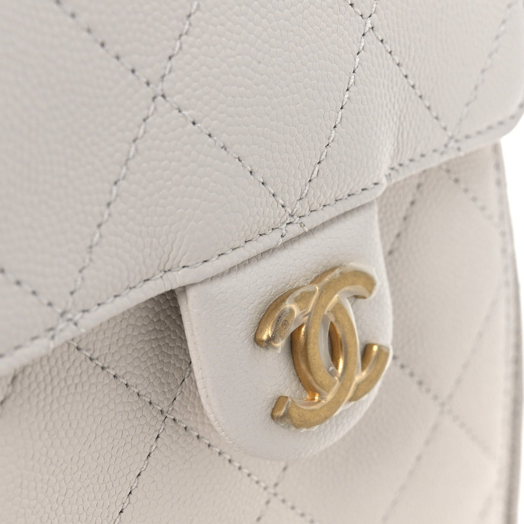 Caviar Quilted Small Chanel 25 Handbag White