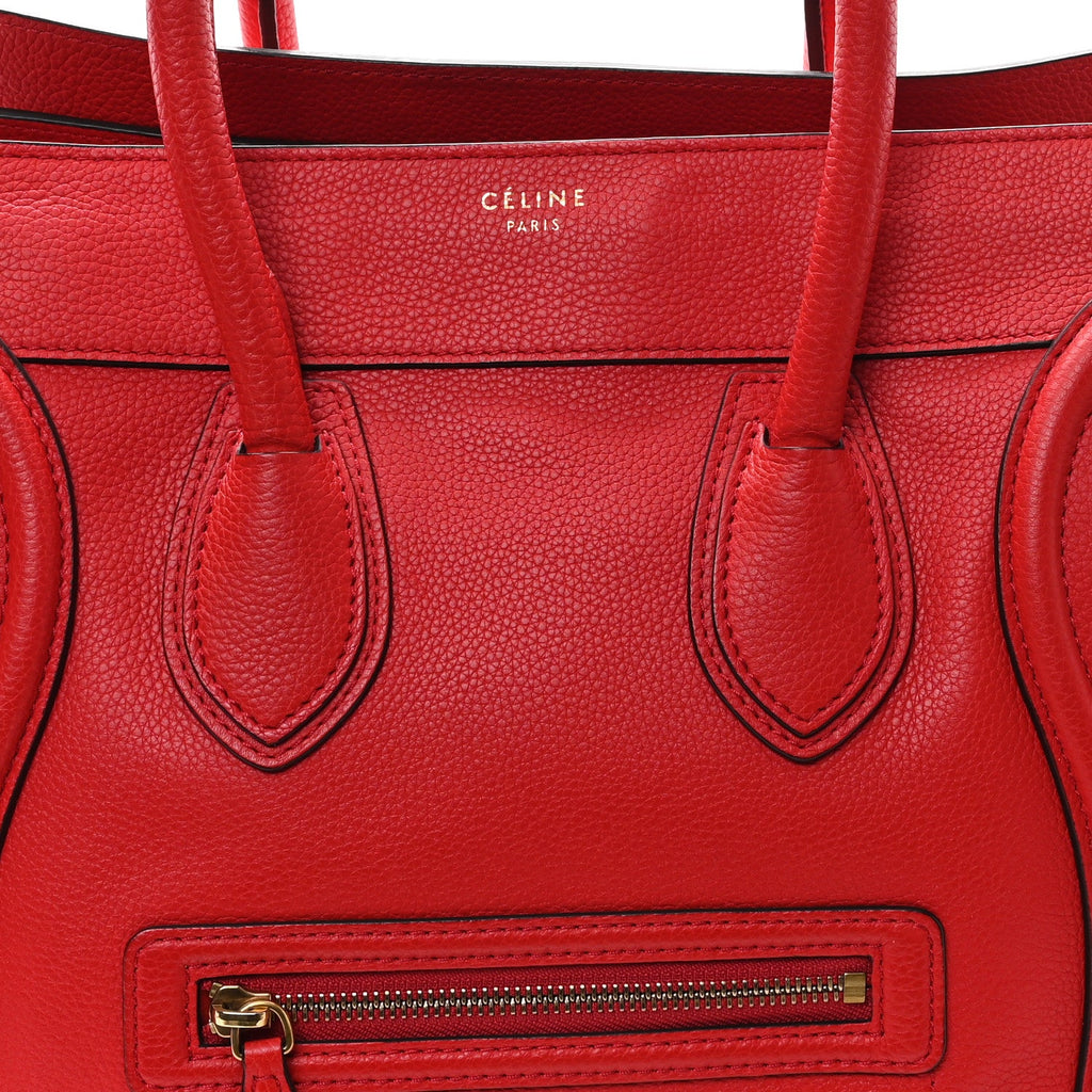 Drummed Calfskin Mini Luggage Coquelicot
