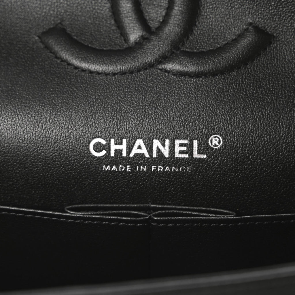 Lambskin Quilted Medium Double Flap So Black